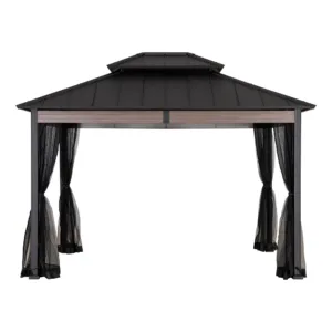 Heavy-Duty Hardtop Gazebo with Mosquito Netting - 3.6m x 3m